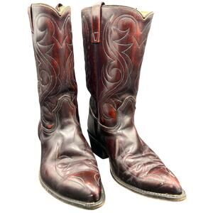 🤠 Acme Calf Oxblood Cowboy Boots Men’s US 8.5 EW Vintage Western Stitch Retro